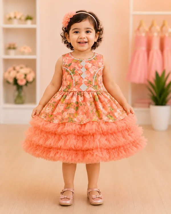 Girls_Peach_Floral_Party_Wear_Frock