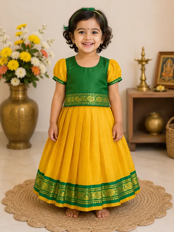 Green_Traditional_Pattu_Pavadai_Ethnic_Dress_For_Baby_Girls