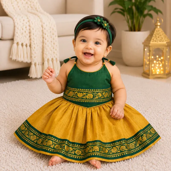 Green_Traditional_Pattu_Pavadai_Ethnic_Dress_For_Baby_Girls