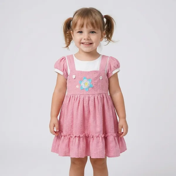 Girls_Pink_Ruffle_Dress_With_Floral_Applique