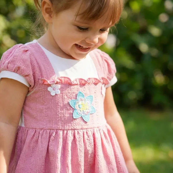 Girls_Pink_Ruffle_Dress_With_Floral_Applique