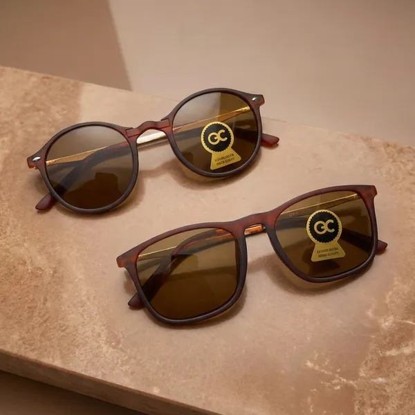 Stylish_Round_Frame_Sunglasses_Set_-_Uv_Protection