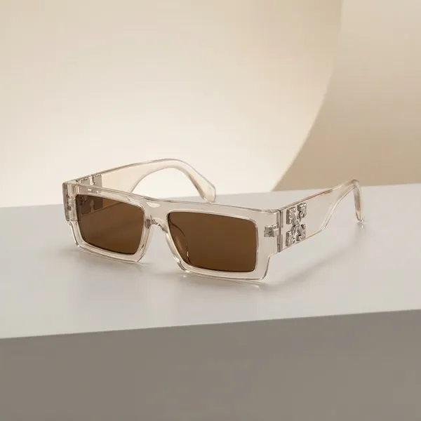 Clear_Frame_Rectangular_Sunglasses_With_Brown_Lenses