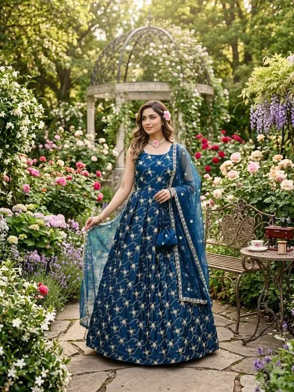 Blue_Fendy_Silk_Elegant_Ethnic_Festivals_Gown_For_Women