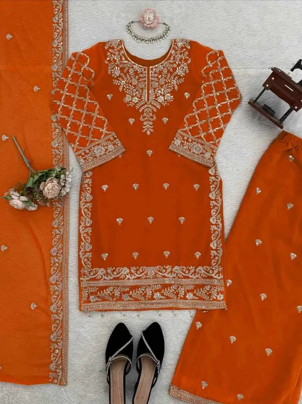Orange_Georgette_Elegant_Ethnic_Wear_Dress_For_Women