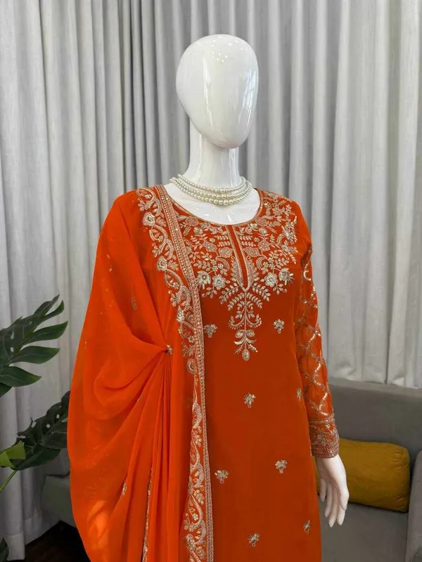Orange_Georgette_Elegant_Ethnic_Wear_Dress_For_Women