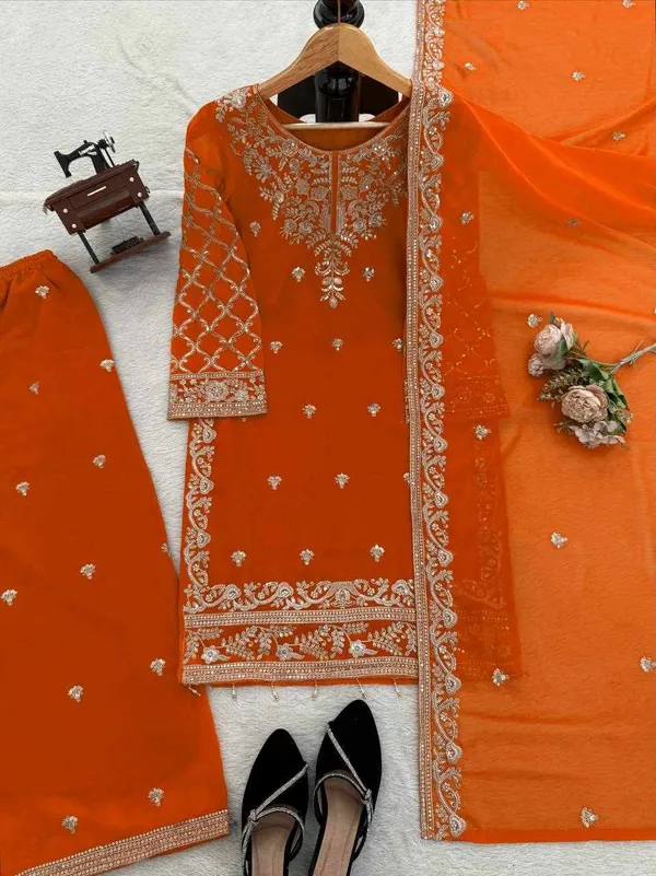 Orange_Georgette_Elegant_Ethnic_Wear_Dress_For_Women