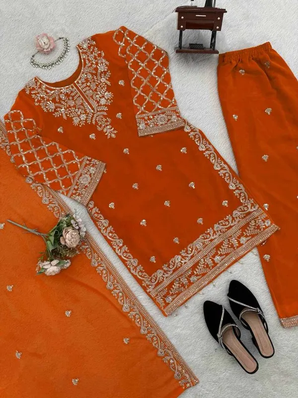 Orange_Georgette_Elegant_Ethnic_Wear_Dress_For_Women