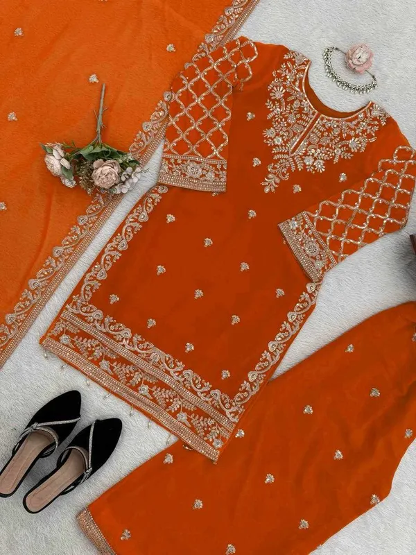 Orange_Georgette_Elegant_Ethnic_Wear_Dress_For_Women