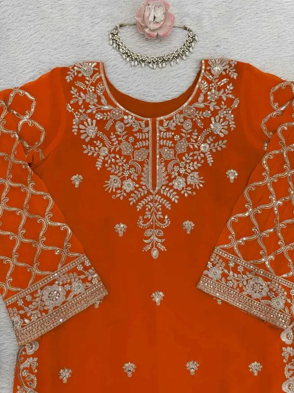 Orange_Georgette_Elegant_Ethnic_Wear_Dress_For_Women