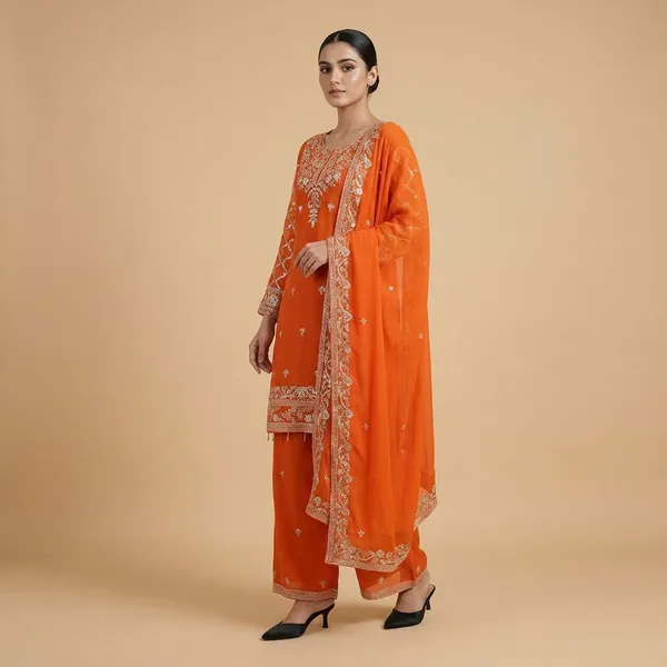 Orange_Georgette_Elegant_Ethnic_Wear_Dress_For_Women