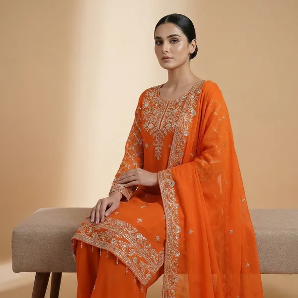 Orange_Georgette_Elegant_Ethnic_Wear_Dress_For_Women