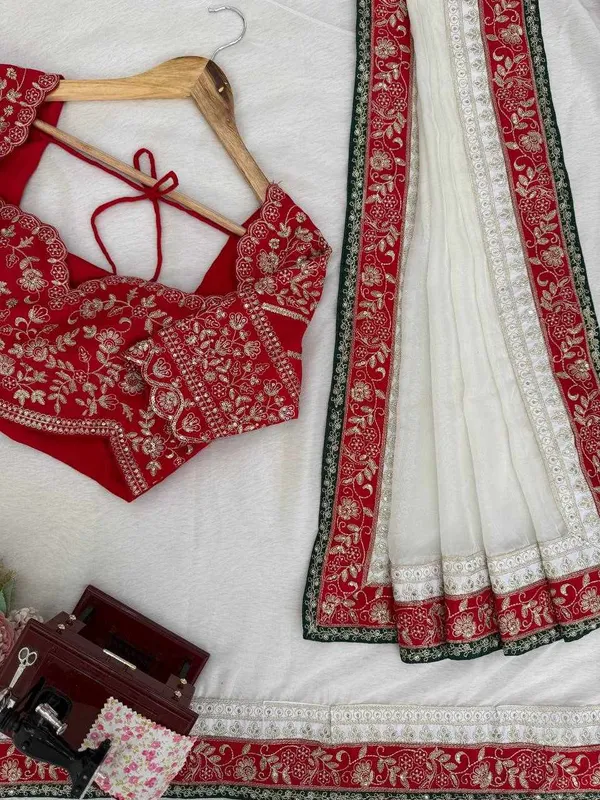 White_Tibby_Silk_Beautiful_Designer_Occasional_Wear_Saree_For_Women