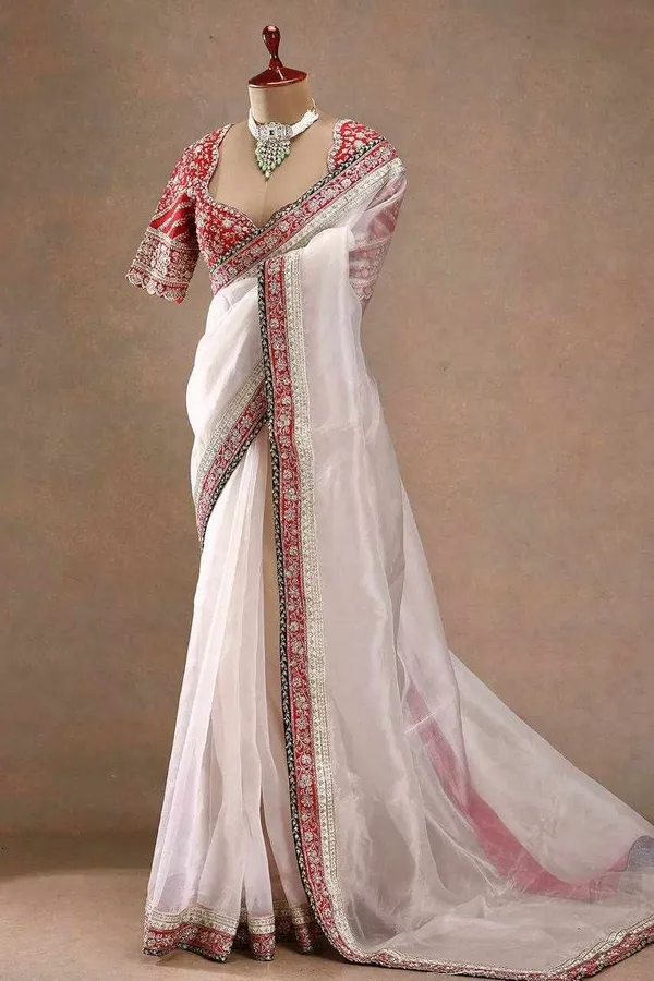 White_Tibby_Silk_Beautiful_Designer_Occasional_Wear_Saree_For_Women