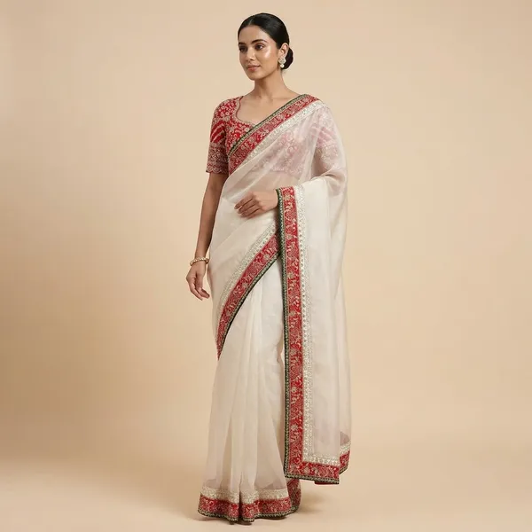 White_Tibby_Silk_Beautiful_Designer_Occasional_Wear_Saree_For_Women
