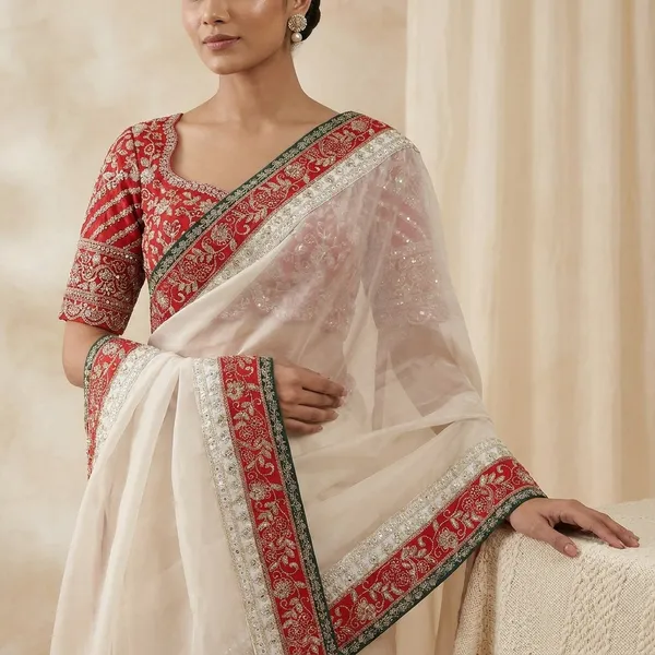 White_Tibby_Silk_Beautiful_Designer_Occasional_Wear_Saree_For_Women
