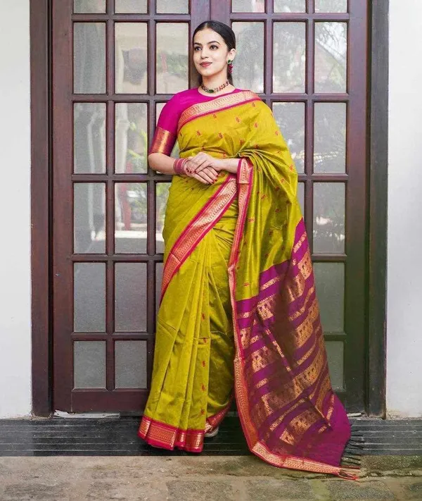 Yellow_Lichi_Silk_Festive_Charm_Crafted_Saree_For_Women