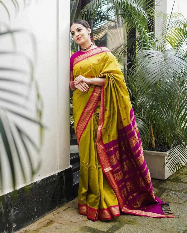 Yellow_Lichi_Silk_Festive_Charm_Crafted_Saree_For_Women