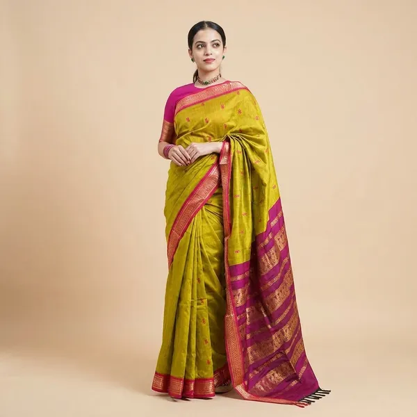 Yellow_Lichi_Silk_Festive_Charm_Crafted_Saree_For_Women