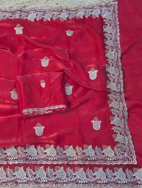 Red_Satin_Panchmukhi_Saree_For_Women