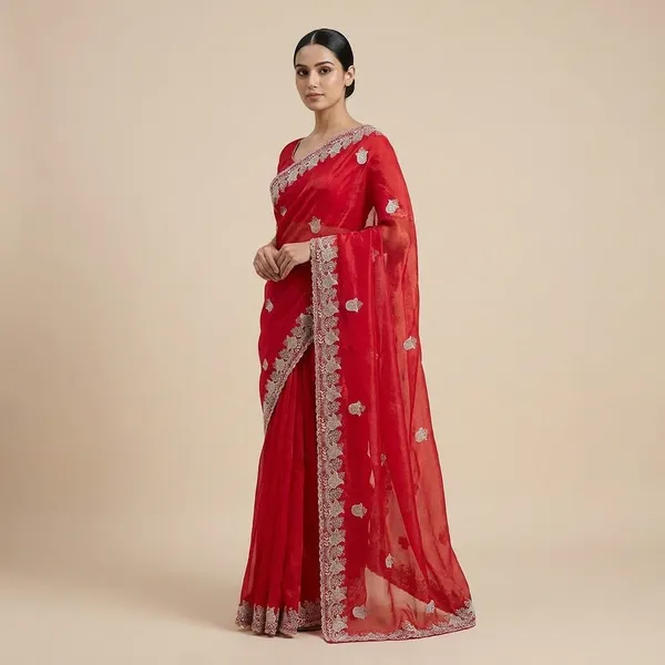 Red_Satin_Panchmukhi_Saree_For_Women