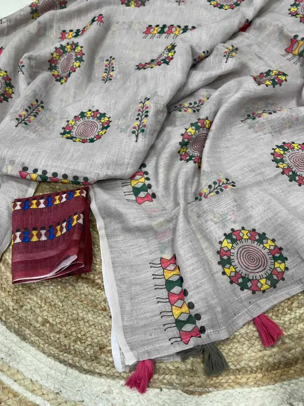 Grey_Cotton_Animal_Saree_For_Women