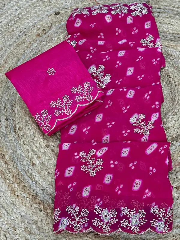 Pink_Georgette_Tree_Coin_Saree_For_Women
