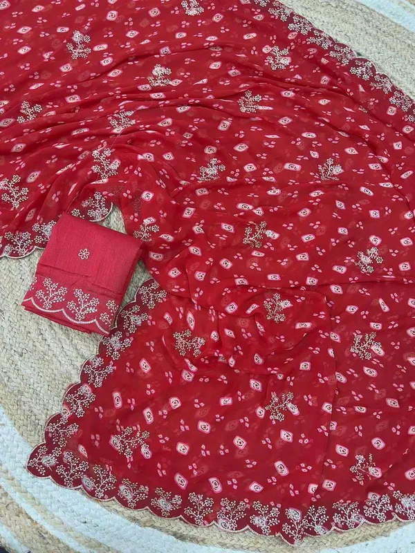 Red_Georgette_Tree_Coin_Saree_For_Women