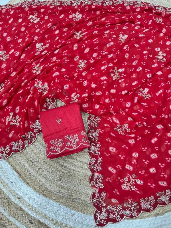 Red_Georgette_Tree_Coin_Saree_For_Women