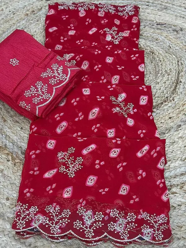 Red_Georgette_Tree_Coin_Saree_For_Women