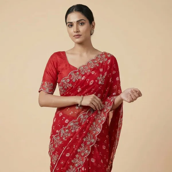 Red_Georgette_Tree_Coin_Saree_For_Women