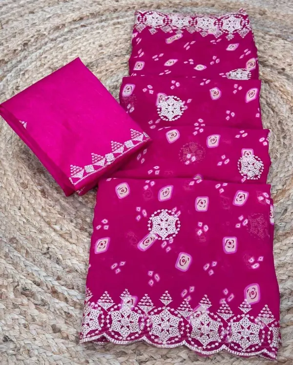 Pink_Georgette_Star_Coin_Saree_For_Women