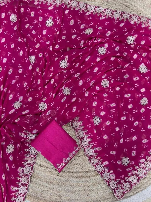 Pink_Georgette_Star_Coin_Saree_For_Women