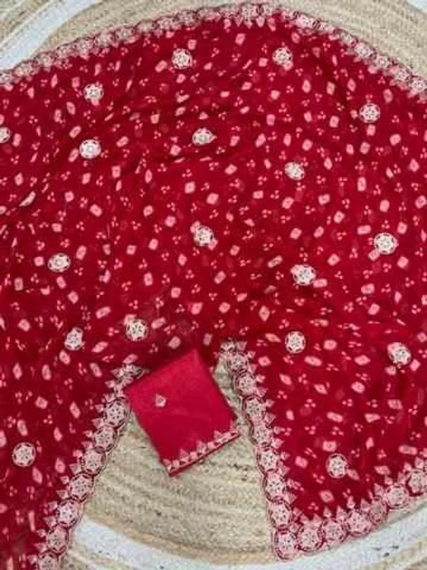 Red_Georgette_Star_Coin_Saree_For_Women