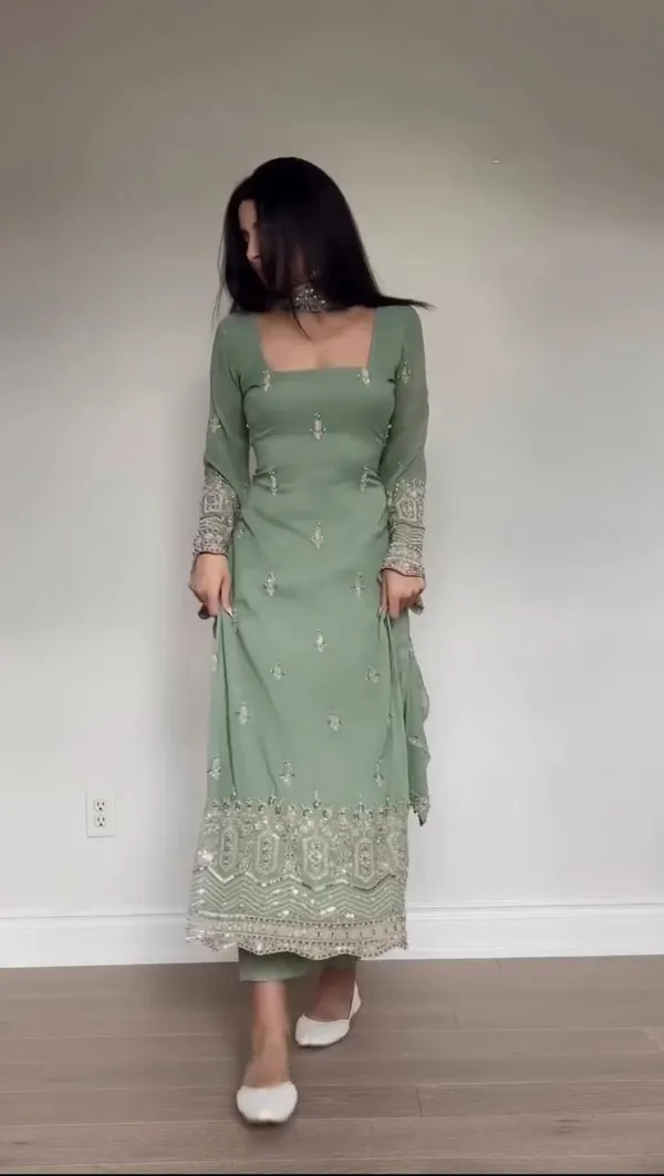 Green_Georgette_Modern_Designed_Dress_For_Women