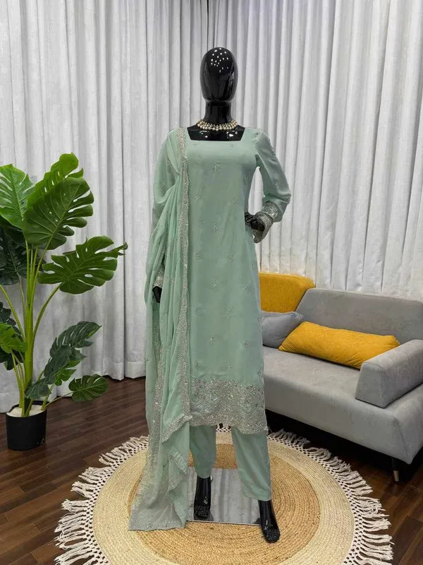 Green_Georgette_Modern_Designed_Dress_For_Women