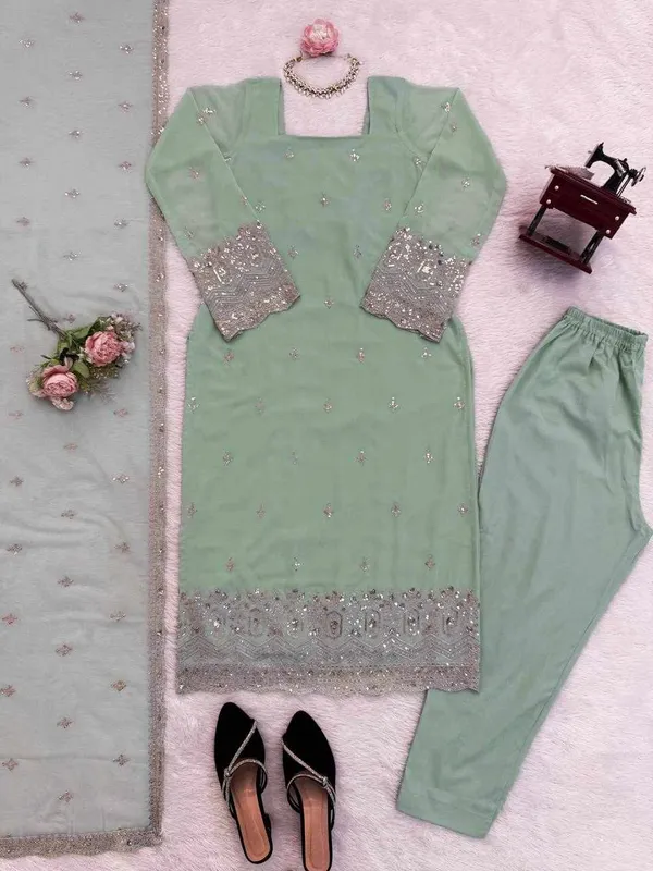 Green_Georgette_Modern_Designed_Dress_For_Women