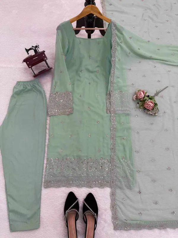 Green_Georgette_Modern_Designed_Dress_For_Women