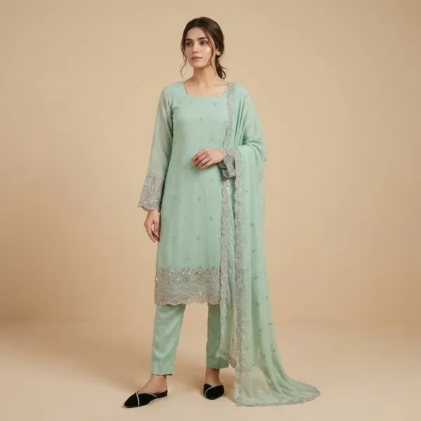 Green_Georgette_Modern_Designed_Dress_For_Women