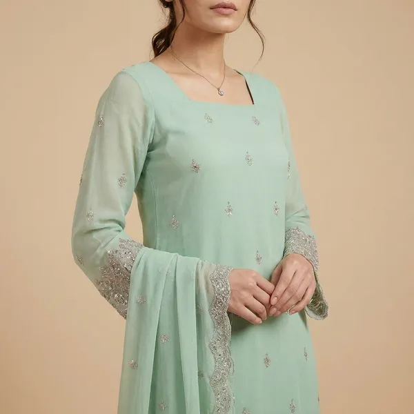 Green_Georgette_Modern_Designed_Dress_For_Women