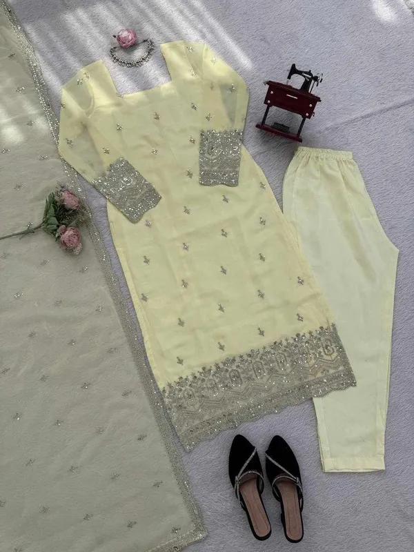 Off_White_Georgette_Yellow_Modern_Designed_Dress_For_Women