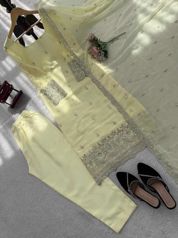 Off_White_Georgette_Yellow_Modern_Designed_Dress_For_Women