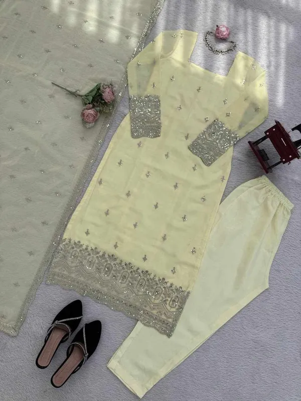 Off_White_Georgette_Yellow_Modern_Designed_Dress_For_Women