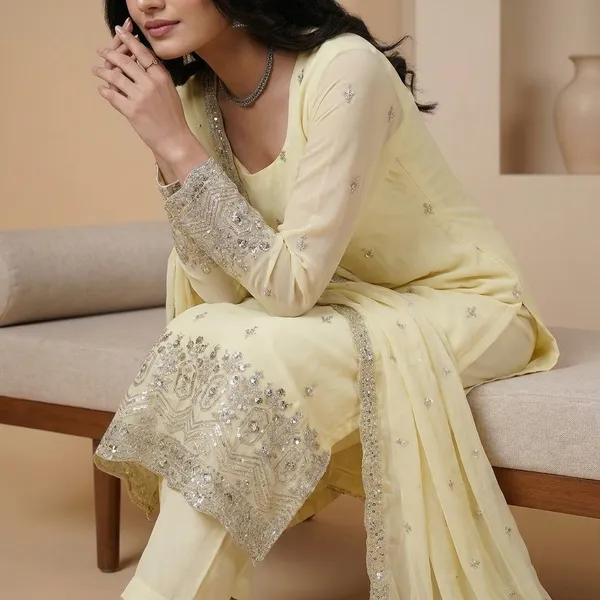 Off_White_Georgette_Yellow_Modern_Designed_Dress_For_Women