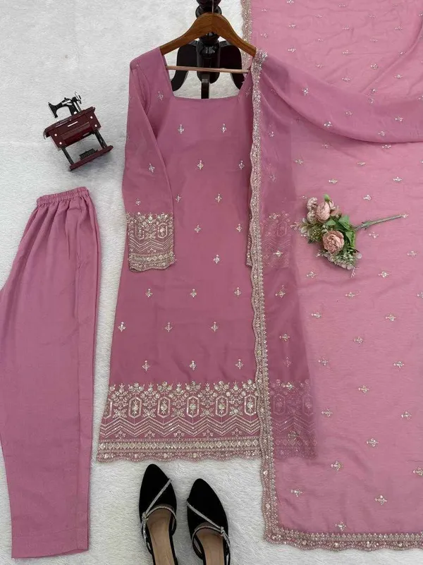 Peach_Georgette_Modern_Designed_Dress_For_Women