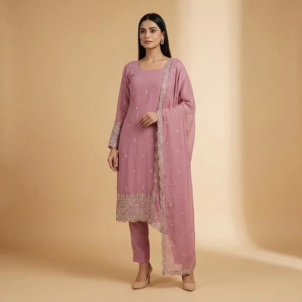 Peach_Georgette_Modern_Designed_Dress_For_Women