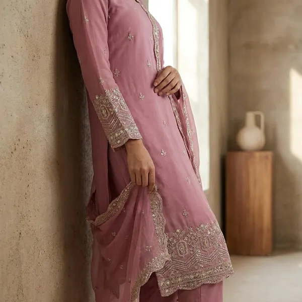 Peach_Georgette_Modern_Designed_Dress_For_Women