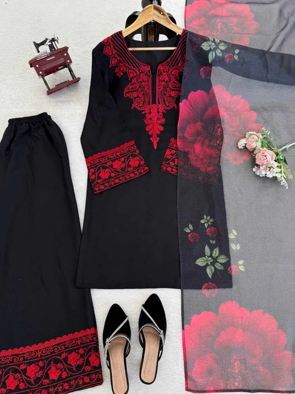 Black_Cotton_And_Rayon_Premium_Elegance_Charming_Dress_For_Women