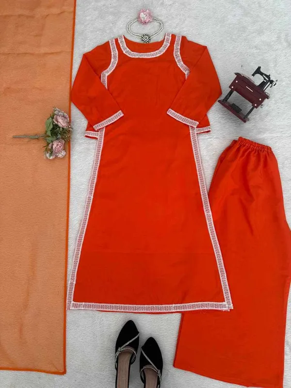 Orange_Crepe_Casual_Wear_Dress_For_Women