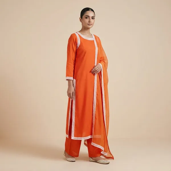 Orange_Crepe_Casual_Wear_Dress_For_Women